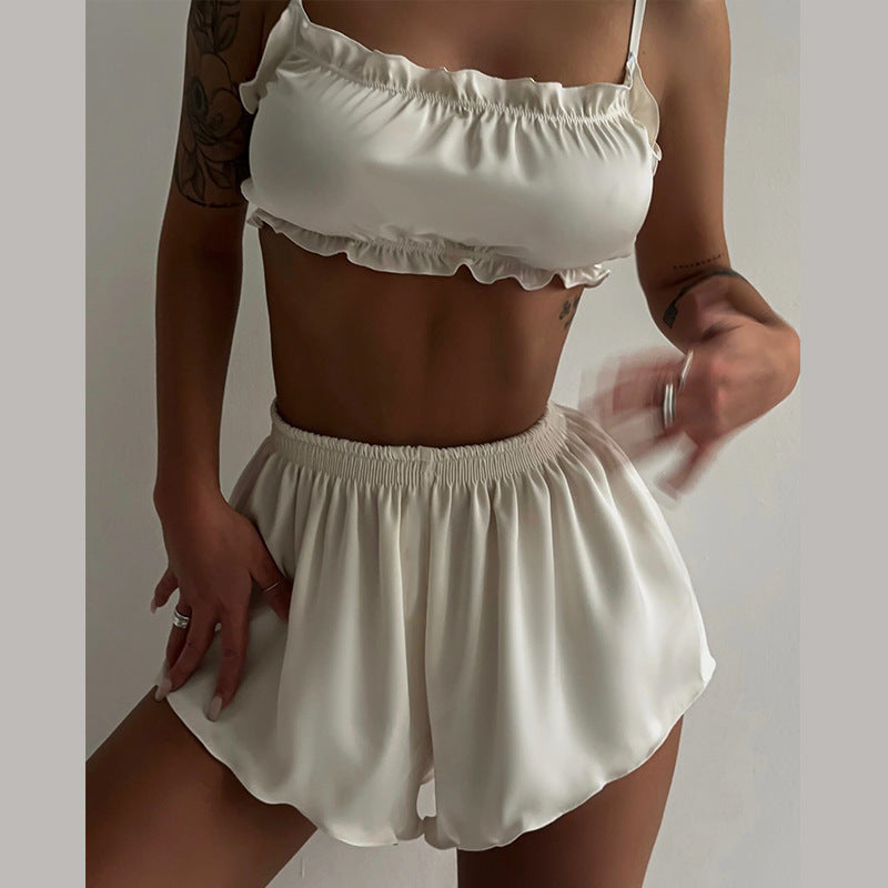 Damen Freizeit-Crop-Top und Shorts Set R&B