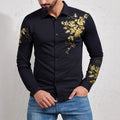 Herren Elegantes Hemd mit floralen Akzenten und glänzenden Details R&B