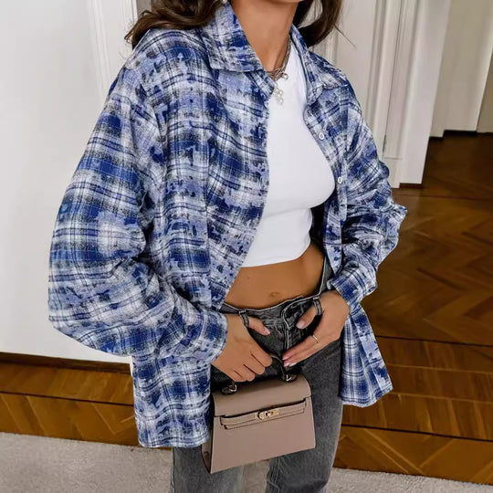 Damen Karierte Overshirtjacke R&B