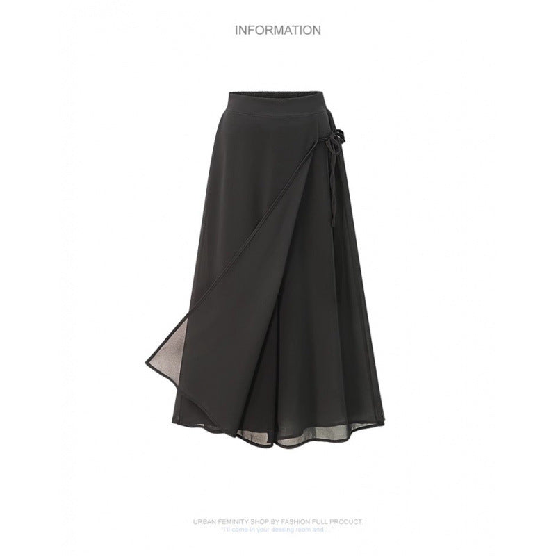 Damen Langer Wickelrock aus fließendem Chiffon R&B
