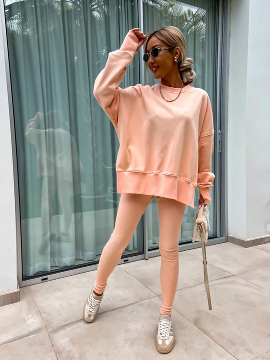 Damen lässiges Oversized Sweatshirt mit weitem Schnitt und bequemen Leggings R&B