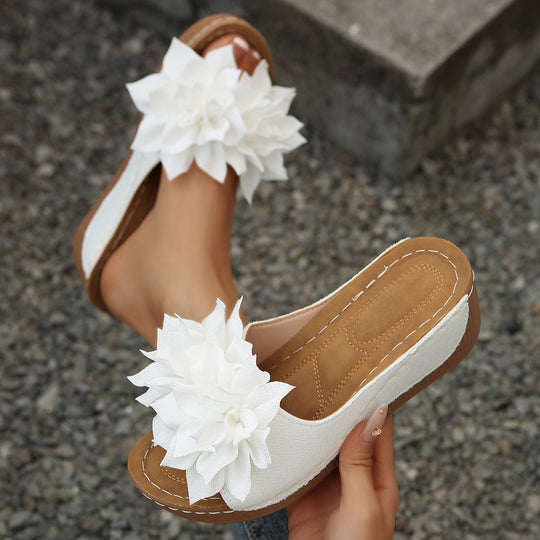 Damen Komfortable Slides mit dekorativem Blumen-Design R&B
