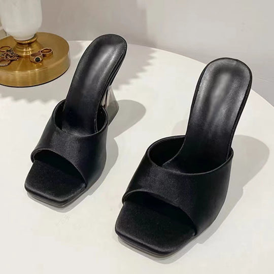 Damen Modische Flip-Flops mit transparentem Blockabsatz R&B