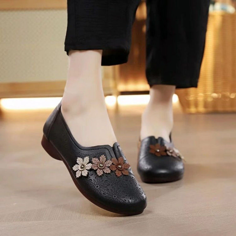 Damen Slip-On Ballerinas mit floralem Dekor und komfortablem Fußbett R&B