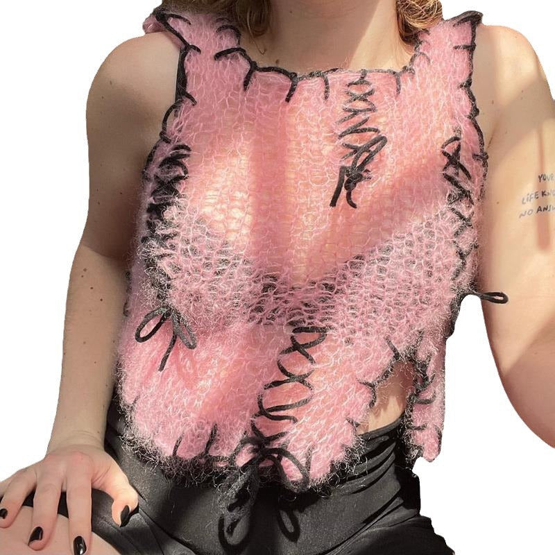 Damen luftiger Strickpulli mit dekorativen Nähten R&B