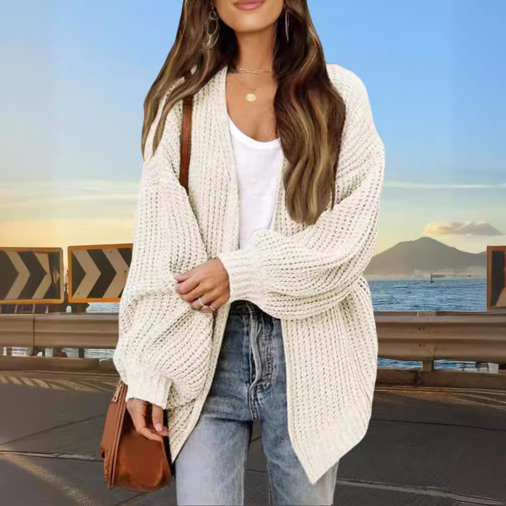 Damen Grobstrick Cardigan mit weitem Schnitt R&B