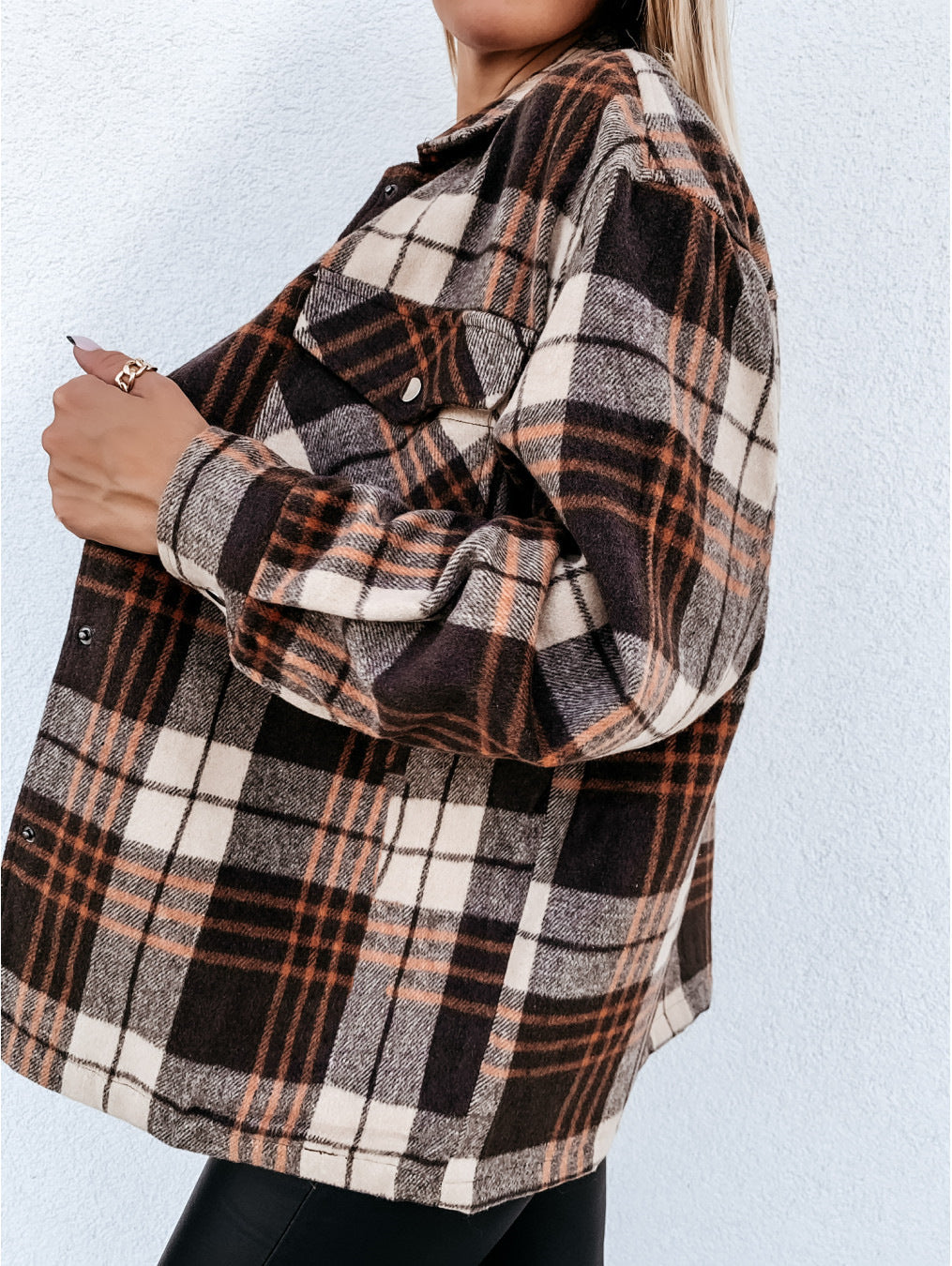 Damen Übergroße Karo-Pulloverjacke R&B