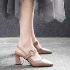 Damen Slingback Pumps mit elegantem Blockabsatz und modischem Riemendesign R&B