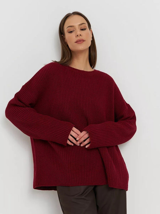 Damen Oversized Strickpullover mit weitem Schnitt und Struktur R&B