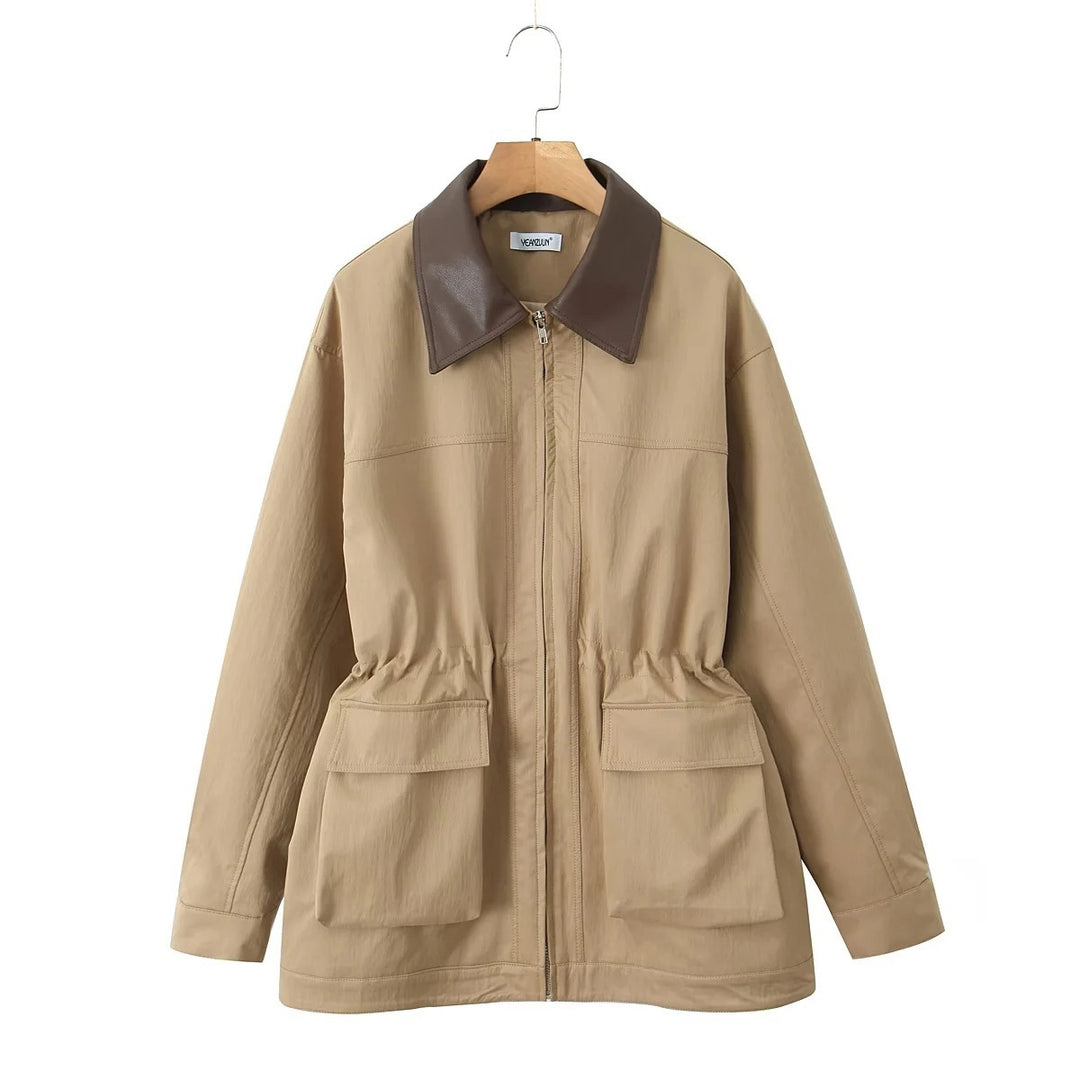 Damen Windbreaker Jacke mit bequemer Tailleinstellung und extra großen Taschen R&B