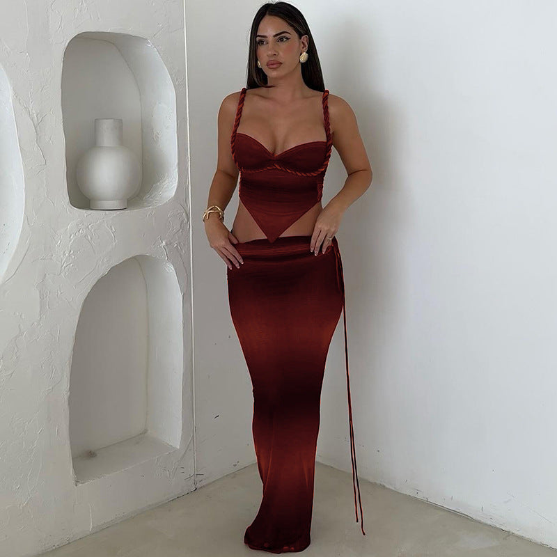 Damen Figurbetontes Maxikleid mit verführerischem Ausschnitt und raffinierten Schnürdetails R&B