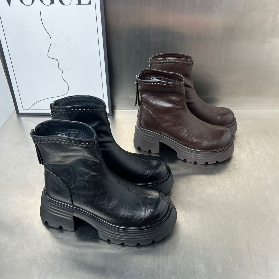Damen trendige Stiefeletten mit robustem Profil und hochwertigem Leder R&B