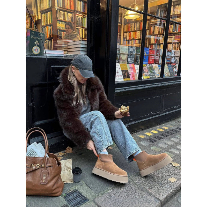 Damen modische und warm gefütterte Sneaker-Stiefel R&B