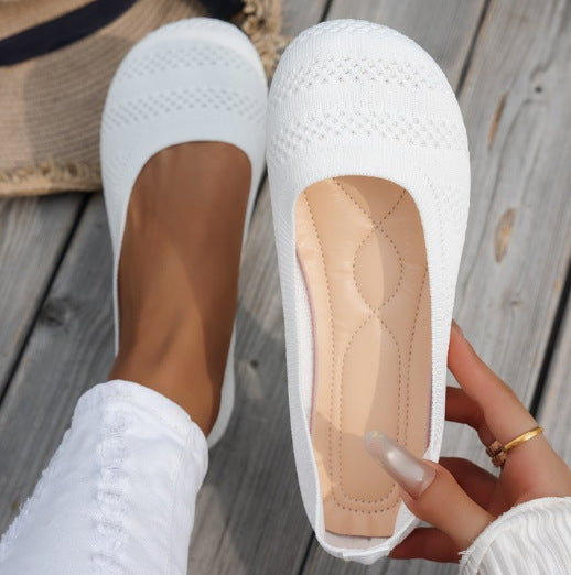 Damen Ballerinas mit elastischem Strickdesign und rutschfester Sohle R&B