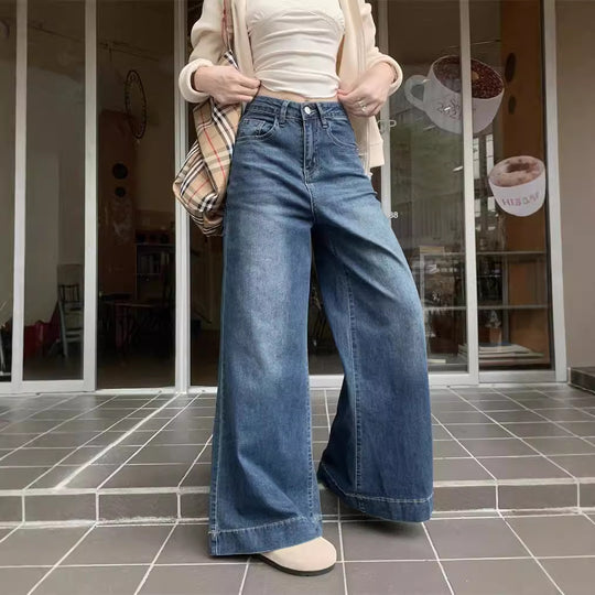 Damen weite High-Waist Jeans mit einzigartigem Schnitt und komfortablem Design R&B
