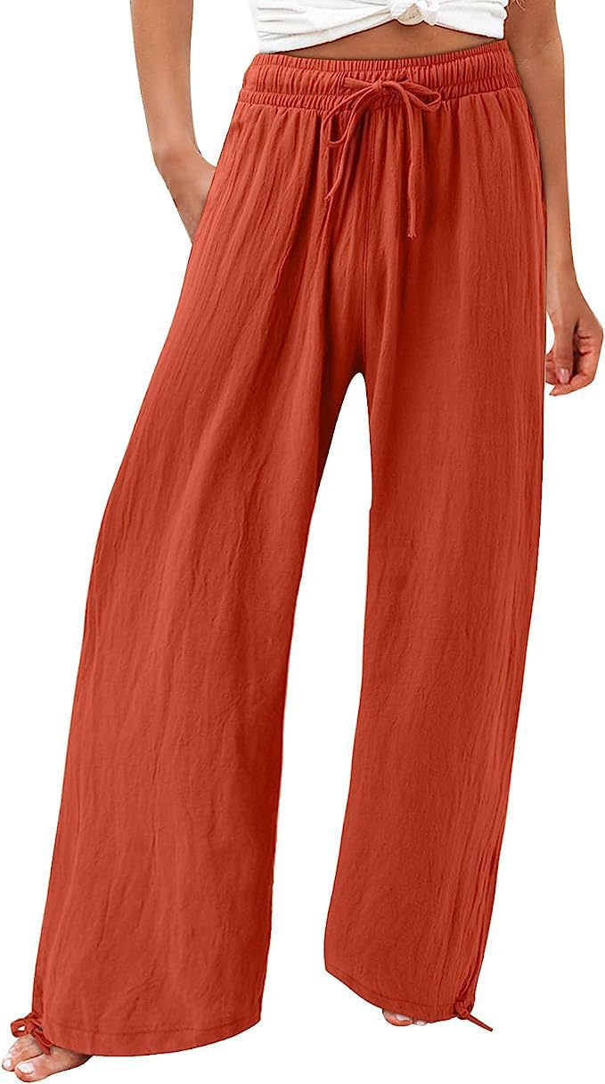 Damen lässige weit geschnittene Sommerhose mit elastischem Bund und praktischen Seitentaschen R&B