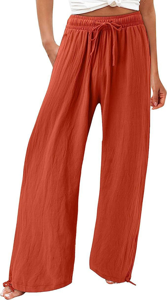 Damen lässige weit geschnittene Sommerhose mit elastischem Bund und praktischen Seitentaschen R&B