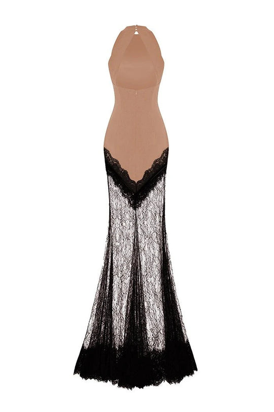 Damen Bodenlanges Spitzenkleid im eleganten Schnitt R&B