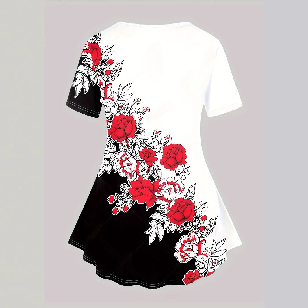 Damen Freizeit-Tunika mit floralem Print und ausgestelltem Schnitt R&B