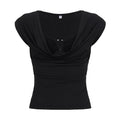 Damen elegantes Oberteil mit modischem Drapierungsdesign und dekorativen Strassdetails R&B