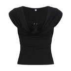 Damen elegantes Oberteil mit modischem Drapierungsdesign und dekorativen Strassdetails R&B