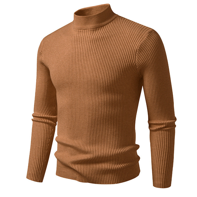 Herren eleganter Rollkragenpullover aus feinem Rippstrick R&B