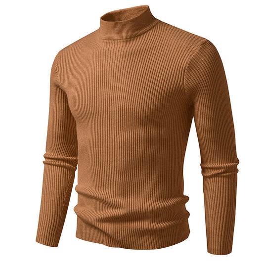 Herren eleganter Rollkragenpullover aus feinem Rippstrick R&B