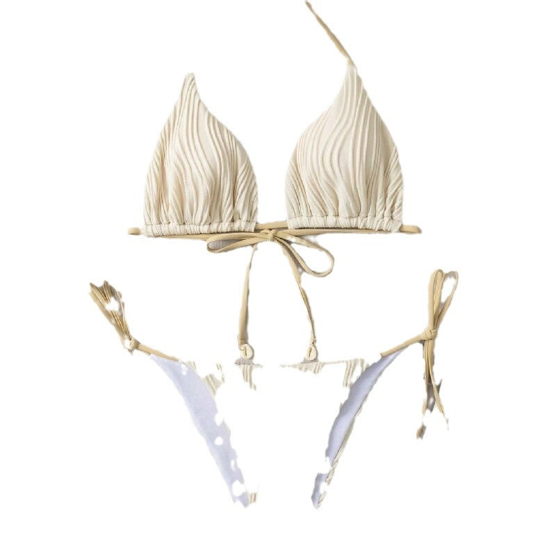 Damen Ripp-Design Bikini mit verstellbaren Bändern R&B