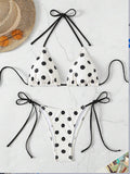Damen Triangel-Bikini mit verspieltem Punktenmuster und verstellbarem Bund