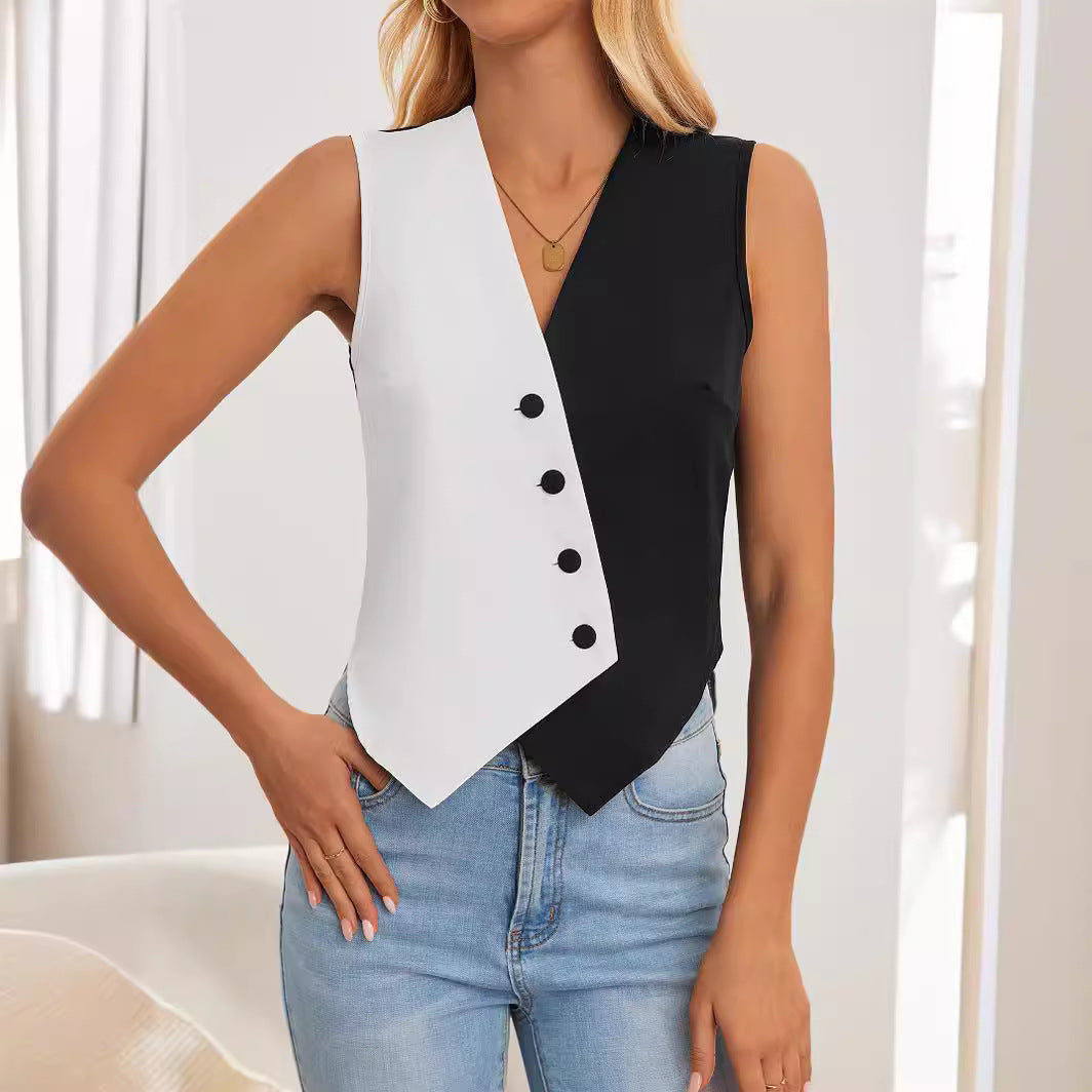 Damen Elegante Weste mit asymmetrischem Schnitt und Knopfdetails R&B