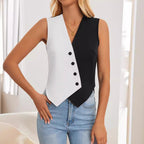 Damen Weste mit asymmetrischem Schnitt und Knopfdetails R&B