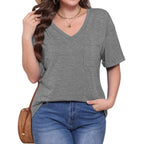 Damen V-Ausschnitt T-Shirt mit lockerer Passform R&B