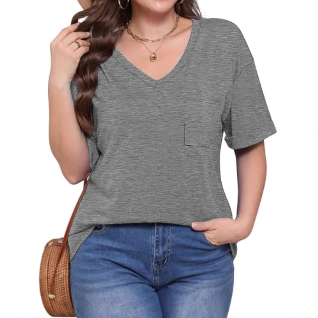 Damen V-Ausschnitt T-Shirt mit lockerer Passform R&B