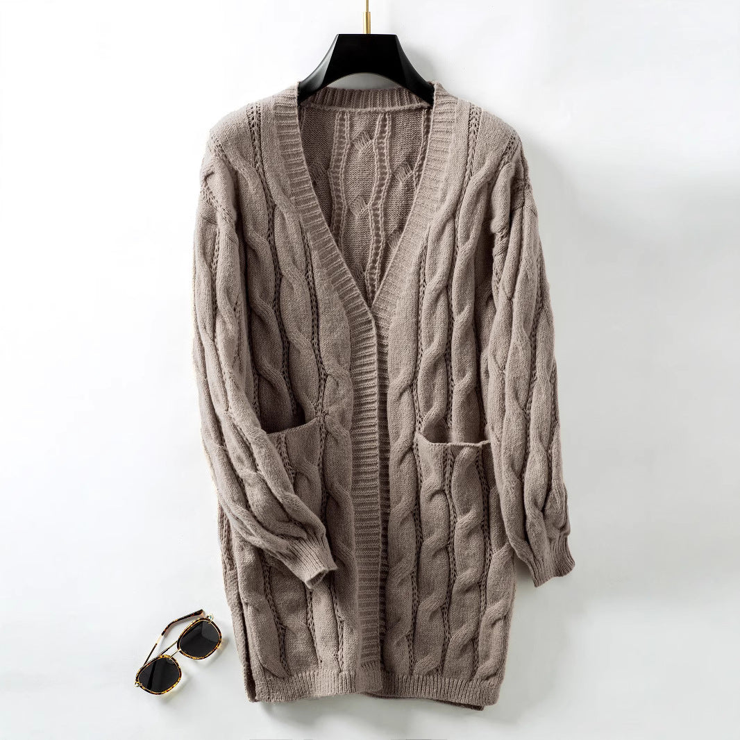 Damen Strickjacke mit V-Ausschnitt und praktischen Taschen R&B