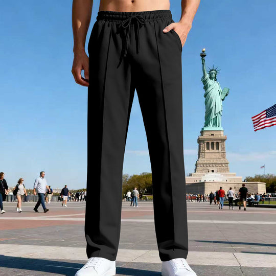 Herren nan lässig-elegante Bundfalten-Sweathose mit Bügelfalte, elastischem Tunnelzugbund und seitlichen Eingrifftaschen R&B