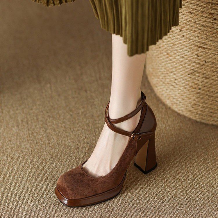 Damen Elegante Mary Jane Pumps mit Luxuriösem Blockabsatz R&B