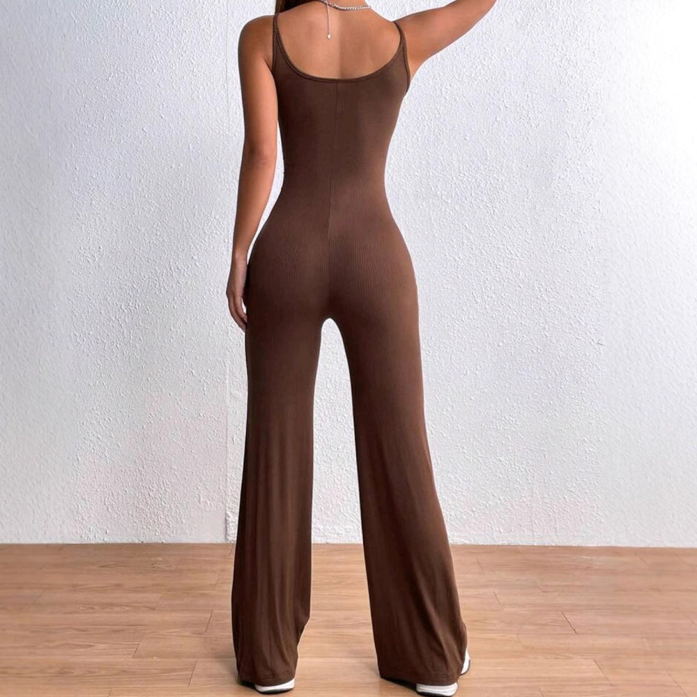 Damen Eleganter Jumpsuit mit verstellbaren Spaghettiträgern und figurschmeichelndem Schnitt R&B