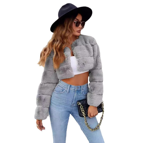 Damen Kuschelige Shortjacke mit gestepptem Design R&B