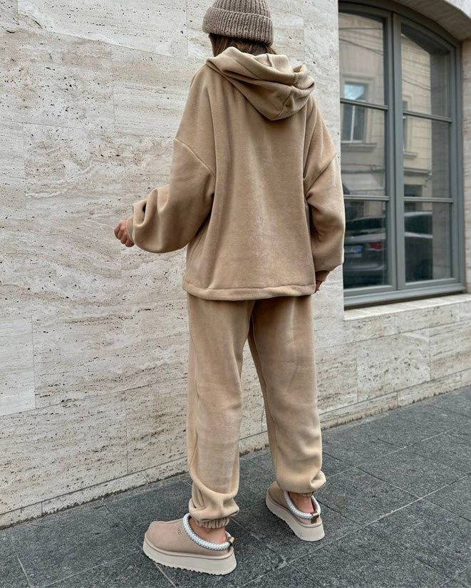 R&B | Crew Polar Fleece Kapuzenpullover und Jogginghose Zweiteiliges Satz