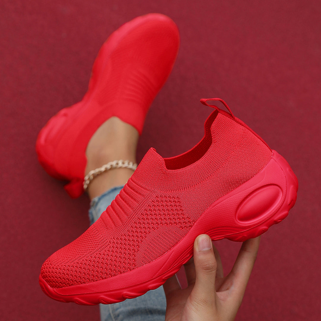 Damen Sportliche Slip-On Sneakers mit atmungsaktiver Strickstruktur R&B
