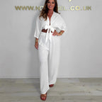Damen Eleganter Jumpsuit mit verspieltem Knoten und weit geschnittenen Beinen R&B