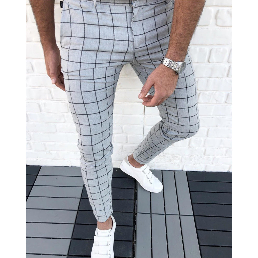 Herren Karierte Anzughose im Slim Fit Stil R&B