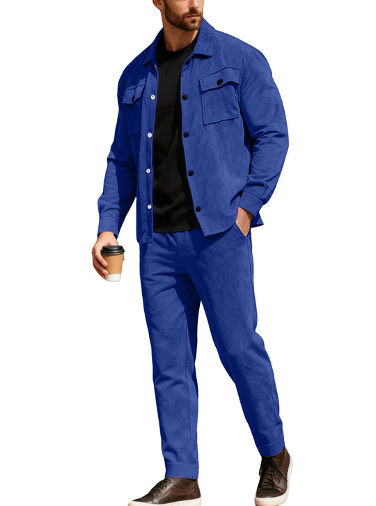 Herren nan Shirtjacke mit Pattentaschen und gerade geschnittene Chinohose R&B