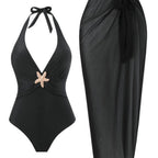 Damen Halterneck Bademode mit transparentem Pareo R&B