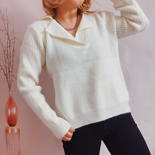 Damen lässiger Pullover mit modernem Rippdesign R&B