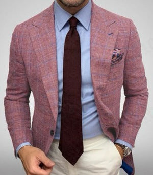 Herren elegante Karomuster Blazerjacke mit schmalem Schnitt R&B