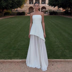Damen Strapless Maxikleid mit hohem Schlitz und eleganter Choker-Ausschnitt R&B