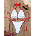 Damen Triangle-Bikini mit verspielten Krawatten und fruchtigen Details R&B