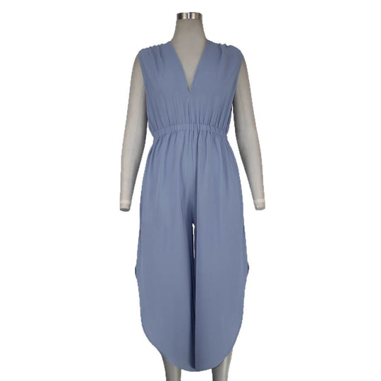 Damen Modischer Jumpsuit mit elegantem V-Ausschnitt und weitem Bein R&B