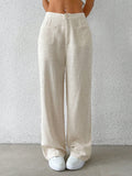 Damen Weit geschnittene Leinenhose mit elastischem Bund und praktischen Taschen R&B